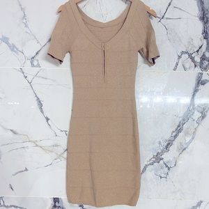 SOLD Bebe Gold Shimmer Bodycon Dress